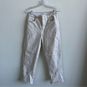 LOFT the curvy straight cropped white denim jean size 26